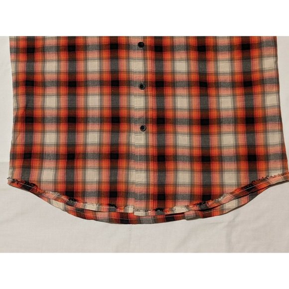 HARLEY-DAVIDSON MEN'S WASHED ORANGE PLAID SHIRT SHORT SLEEVE - NWT - LARGE - Picture 2 of 10